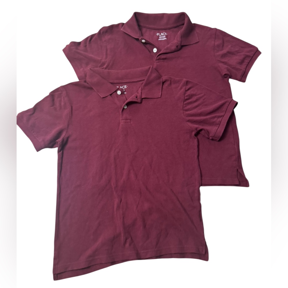 Place | Burgundy Polo Shirt Set of 2 Boys Size Large 10/12 Like New Condition